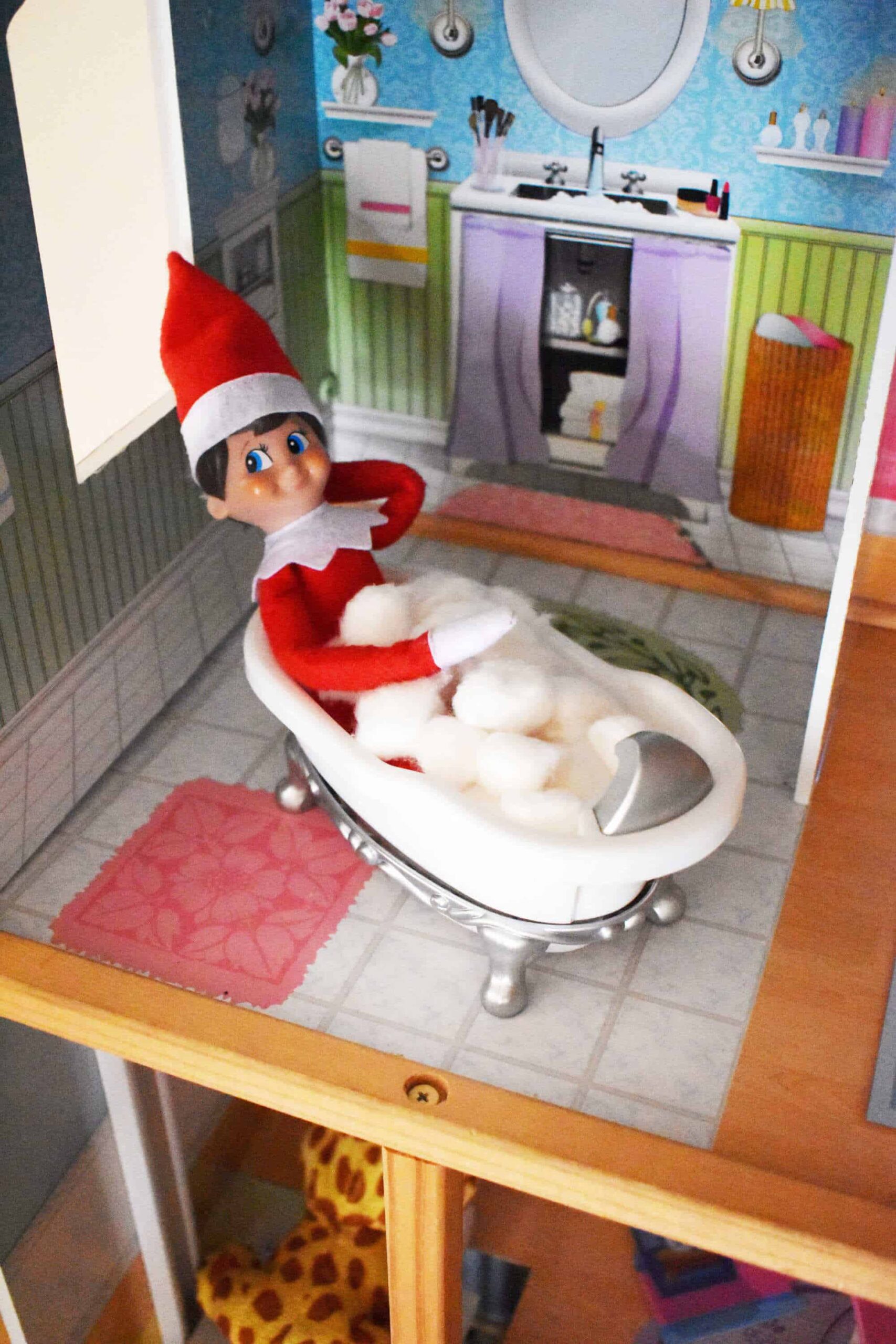 Creative & Easy Elf On The Shelf Ideas (50+ Ideas) 17 Elf in bath