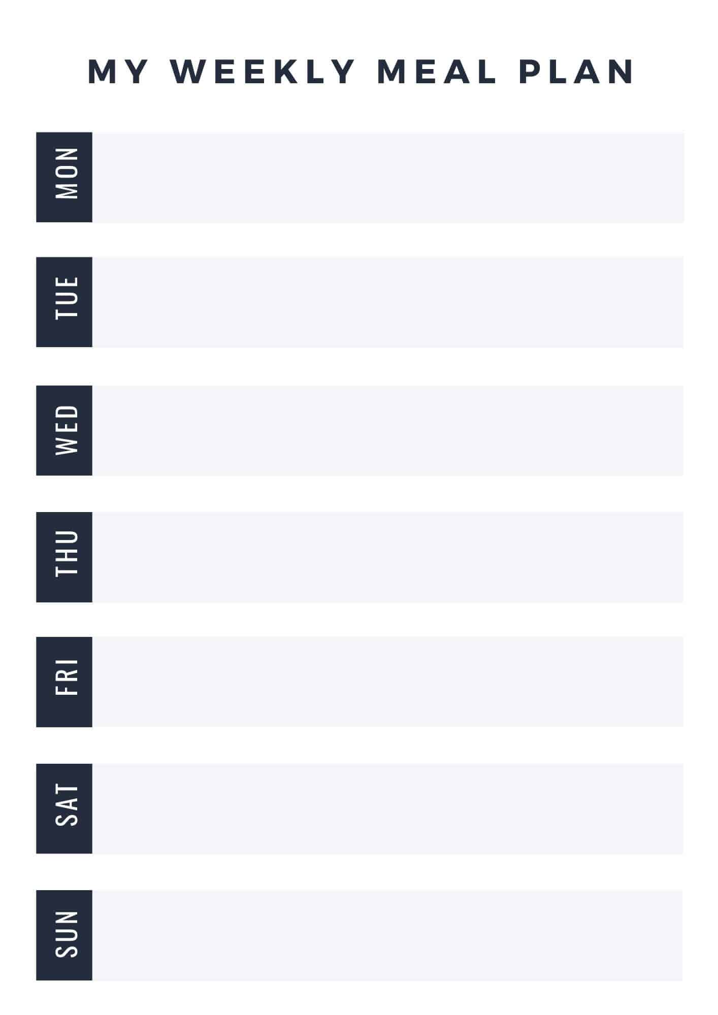 Family meal planning printable