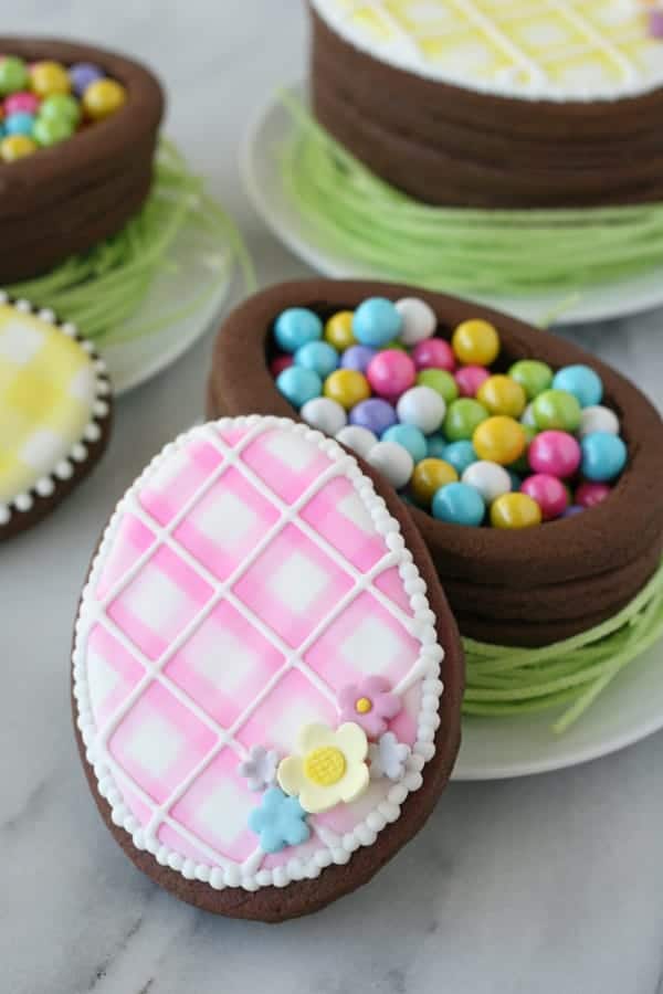 Easter egg cookie boxes with hidden candy inside