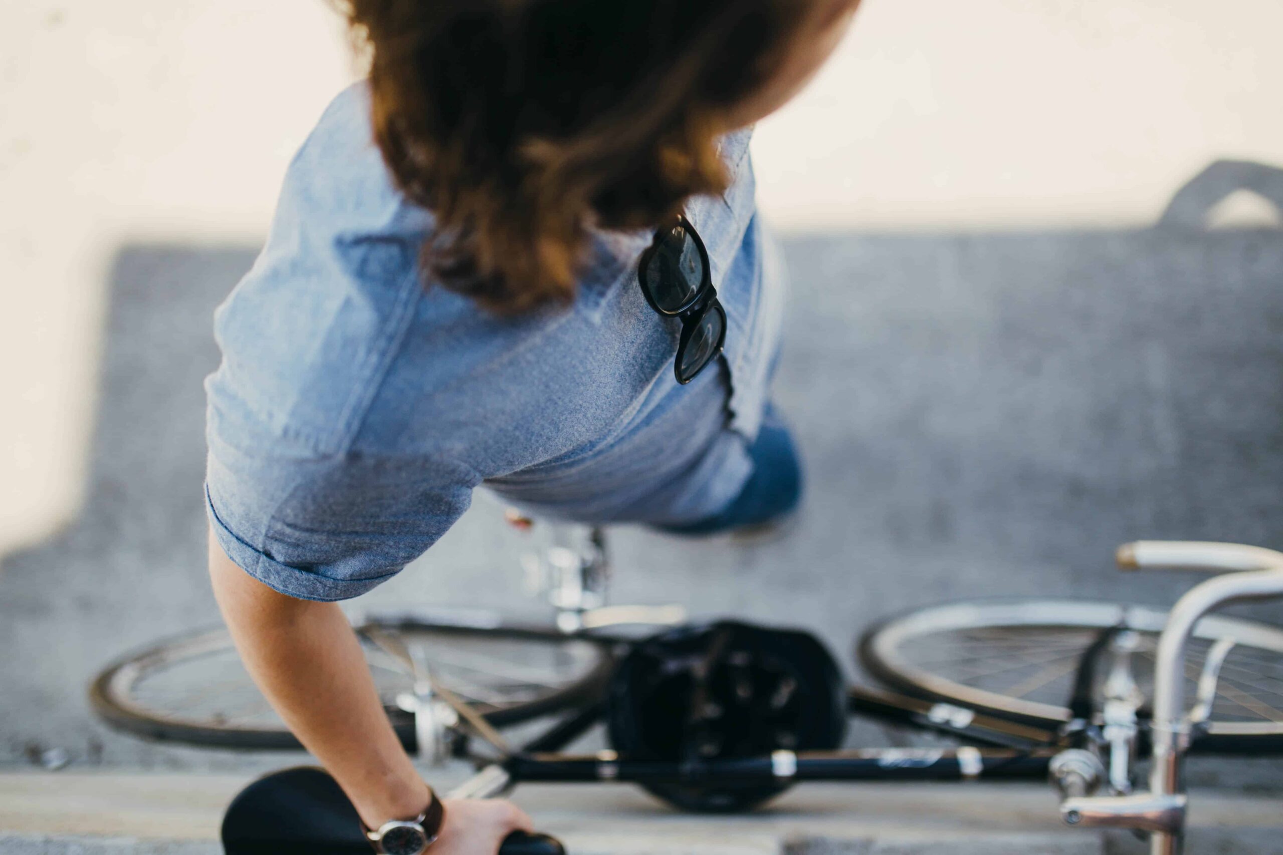 Man taking a bike ride