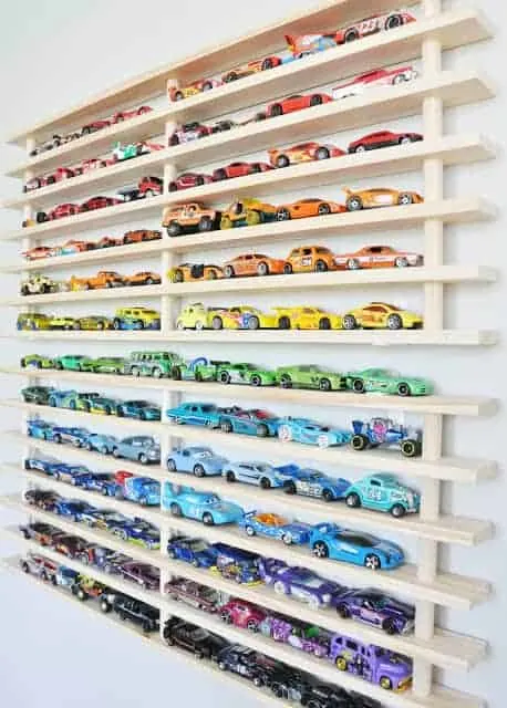Toy car shelf storage