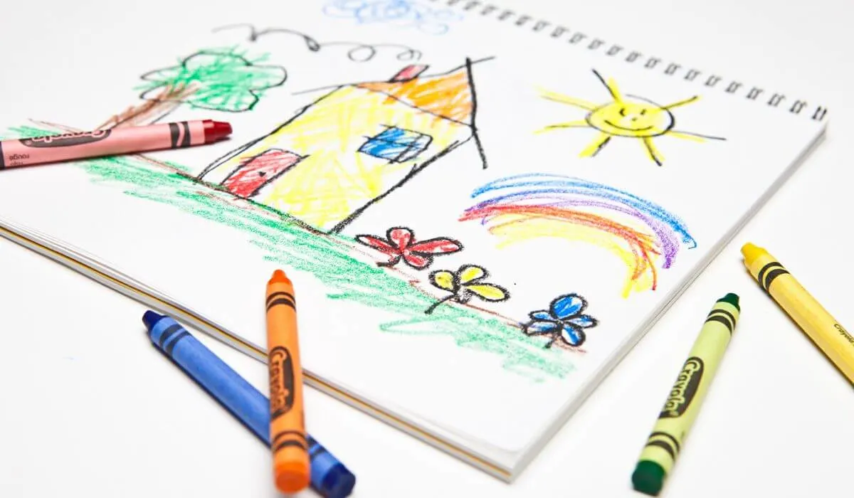 child's crayon drawing of a house