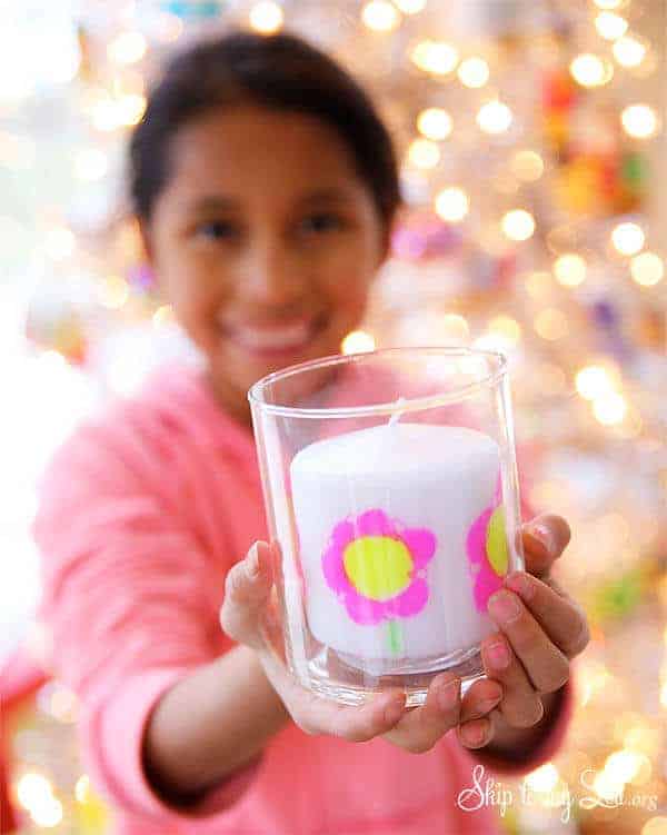 Kids artwork candle diy