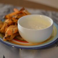 Air Fryer Sweet Potato Fries with greek yoghurt dip
