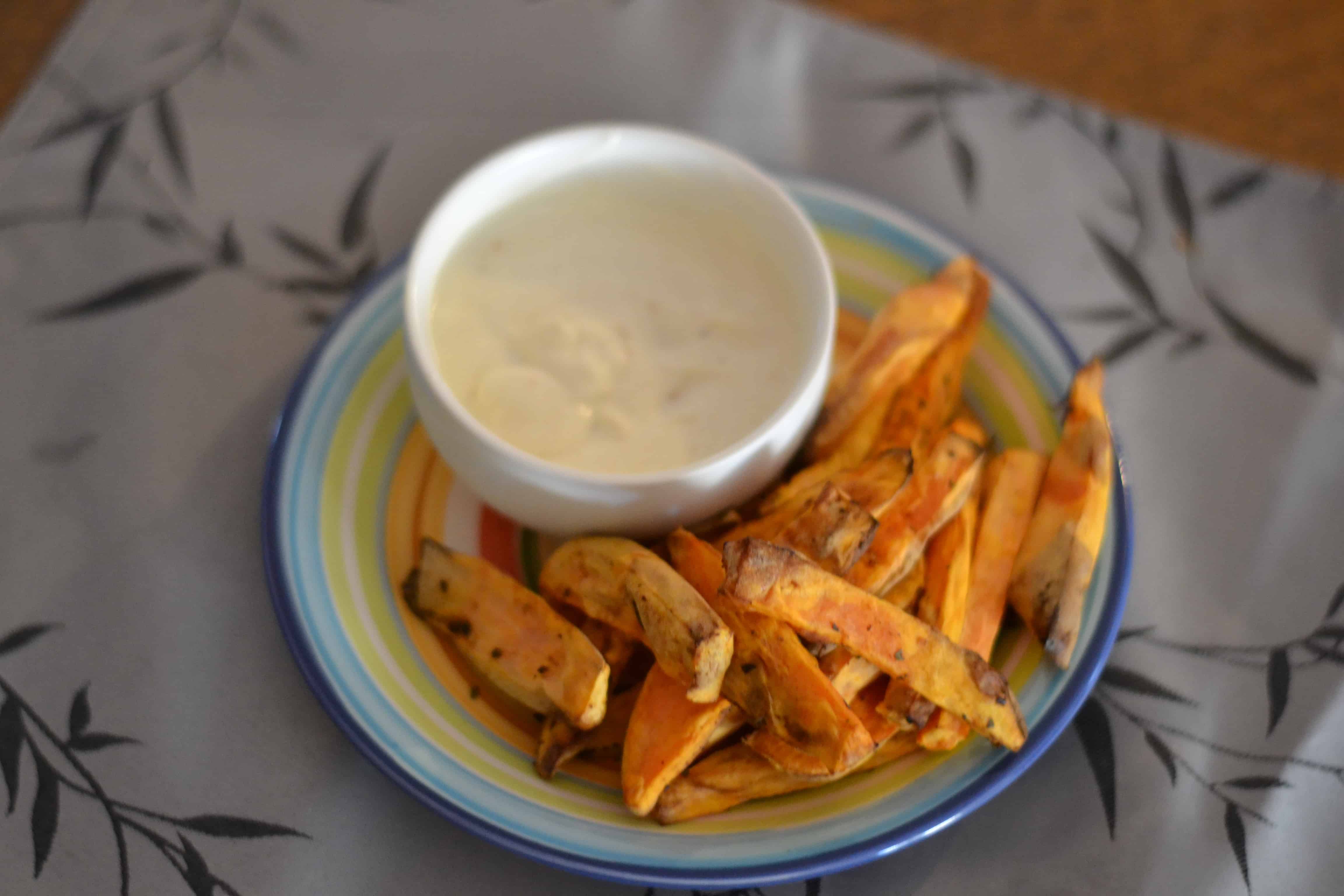Air Fryer Sweet Potato Fries With Greek Yoghurt Dip Simplify Create