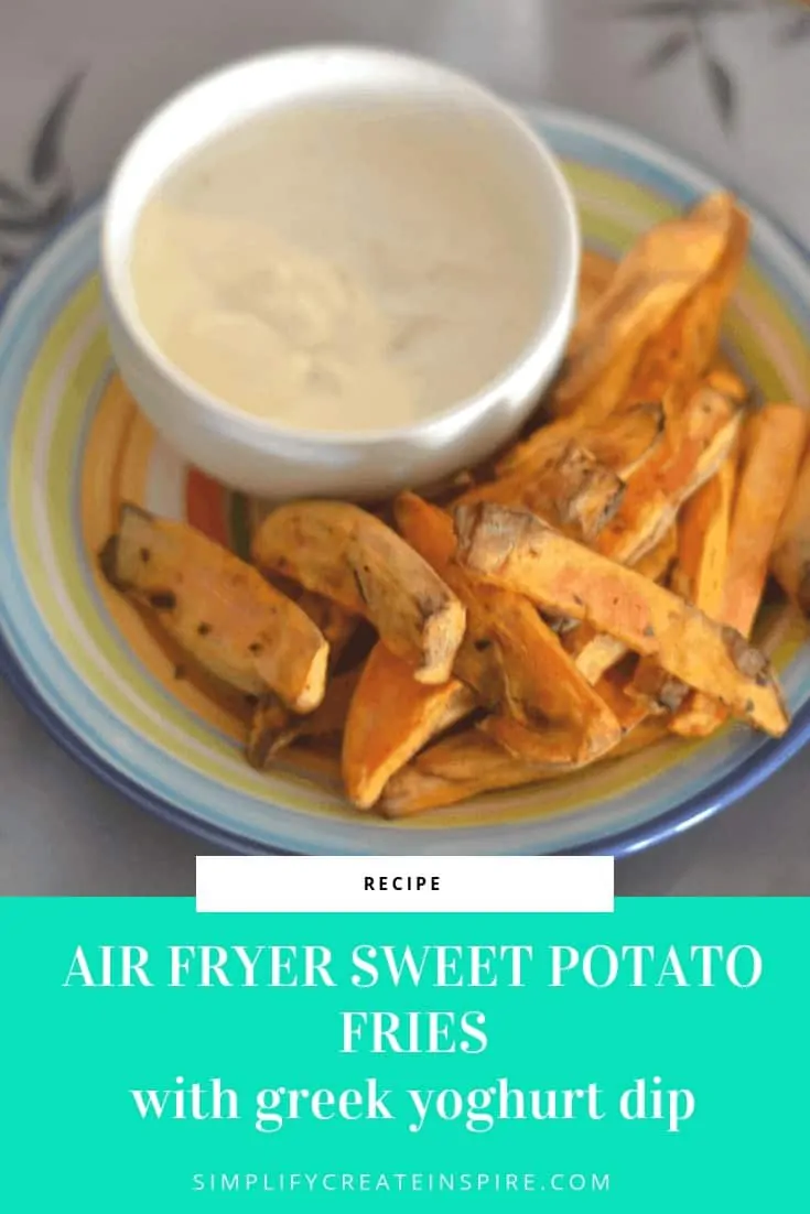 Air fryer sweet potato fries with greek yoghurt dip