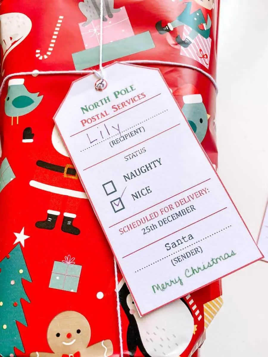 Printable santa gift tag