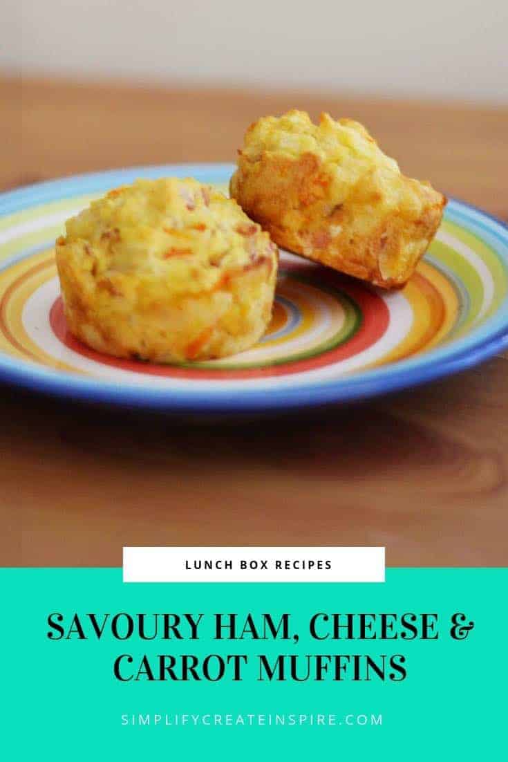 Savoury Ham Carrot & Cheese Muffins Recipe perfect for lunch boxes