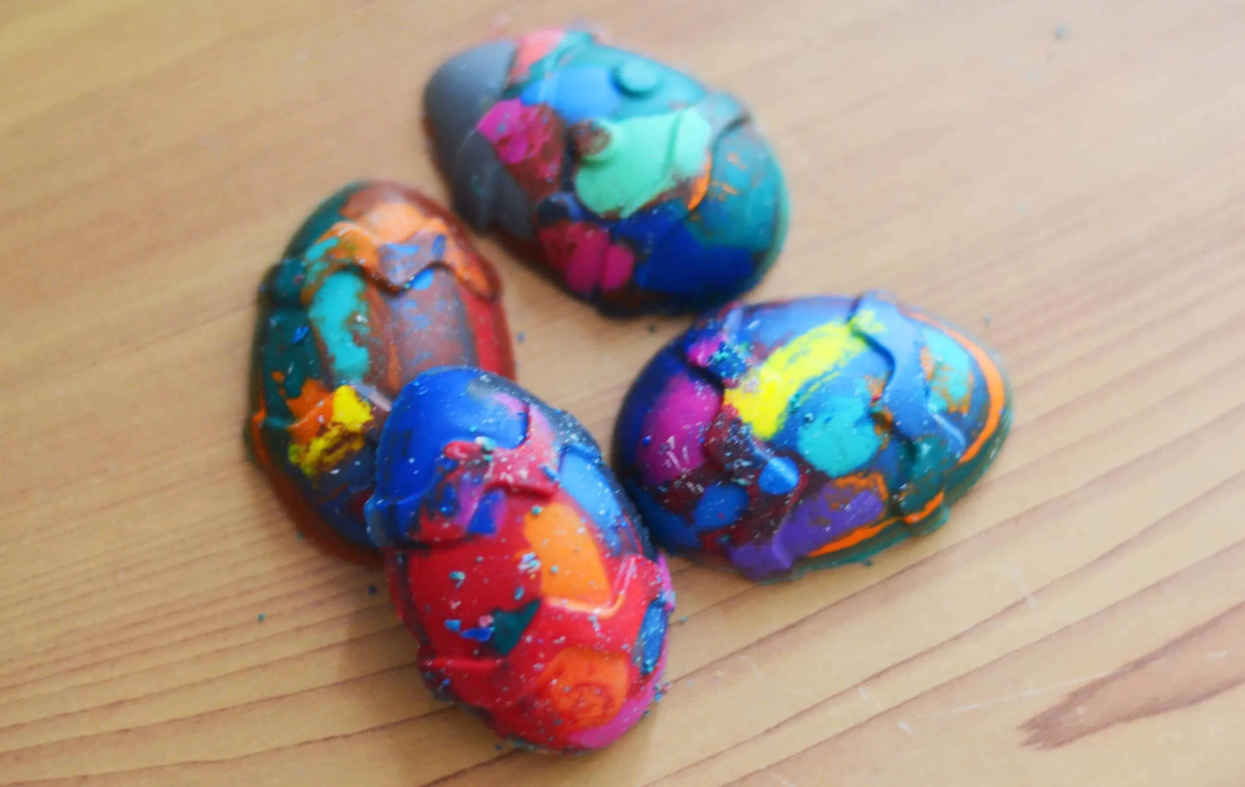 Upcycled crayons shaped like easter eggs