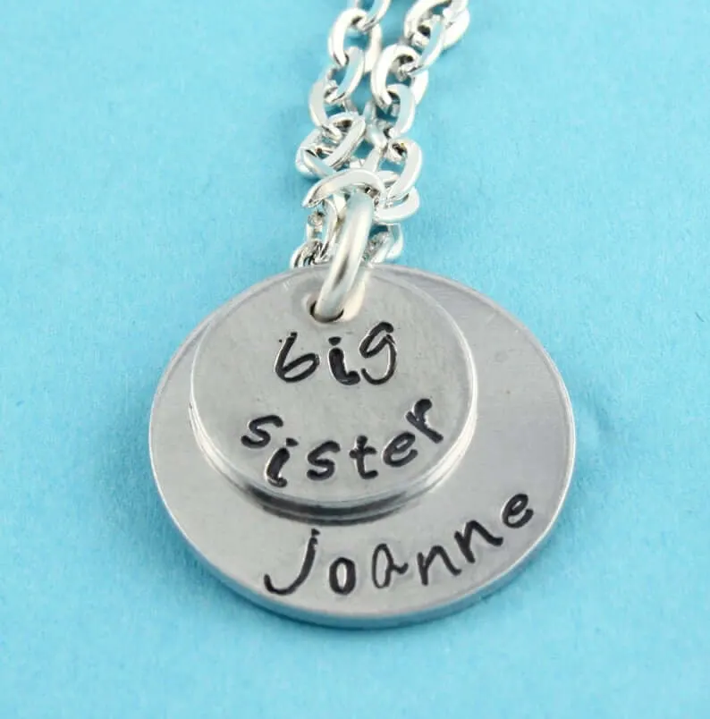 Big sister necklace stamped