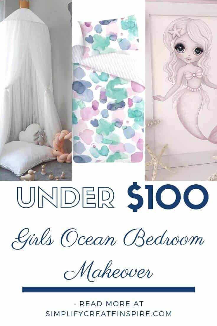 How to create an ocean themed girls bedroom for under $100
