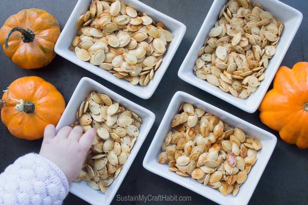 Roasted pumpkin seeds - healthy after school snacks for kids