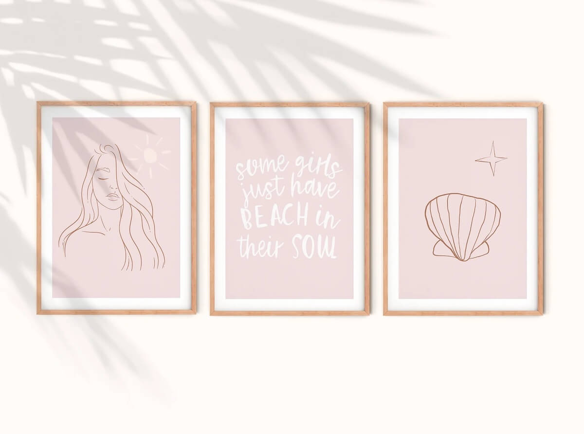 Pink beach prints