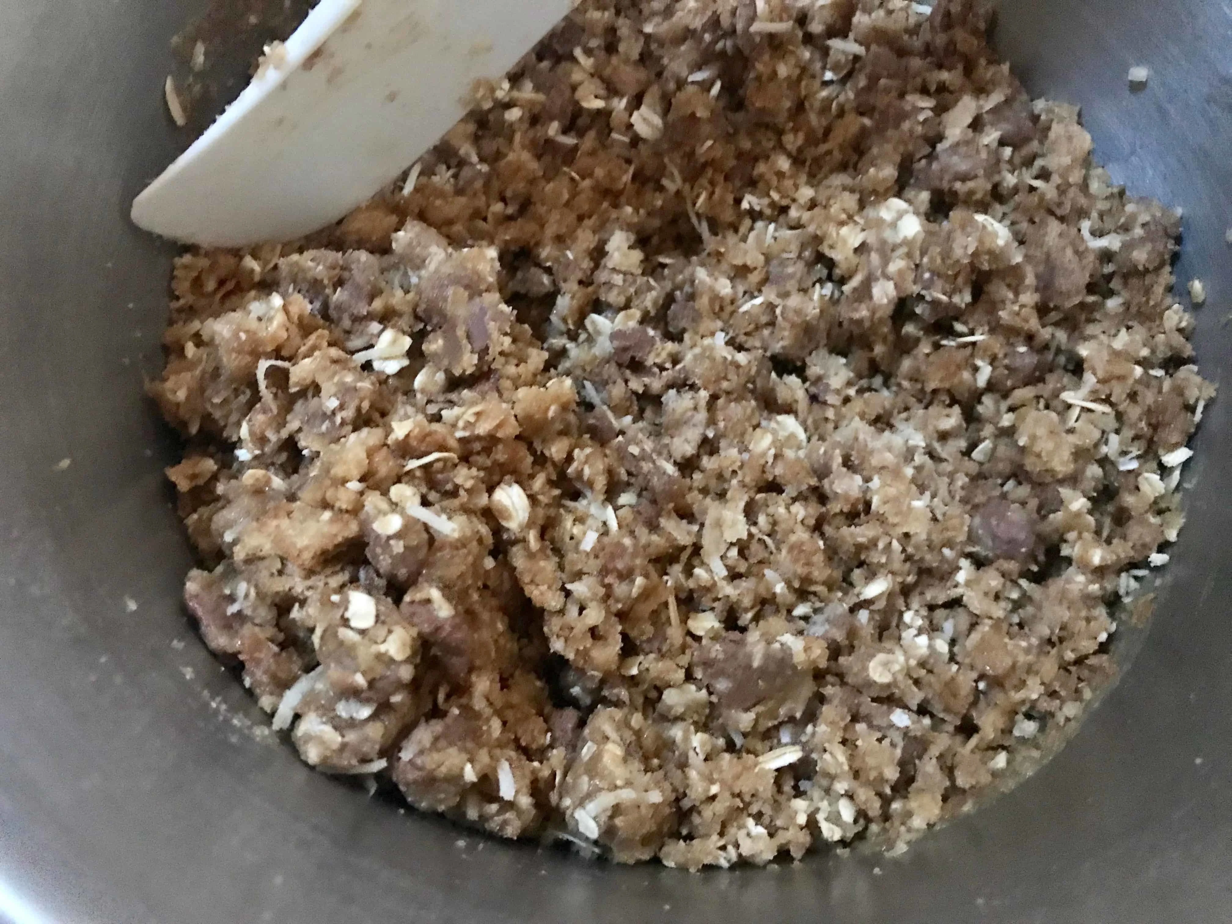 Mixing weetbix biscuits