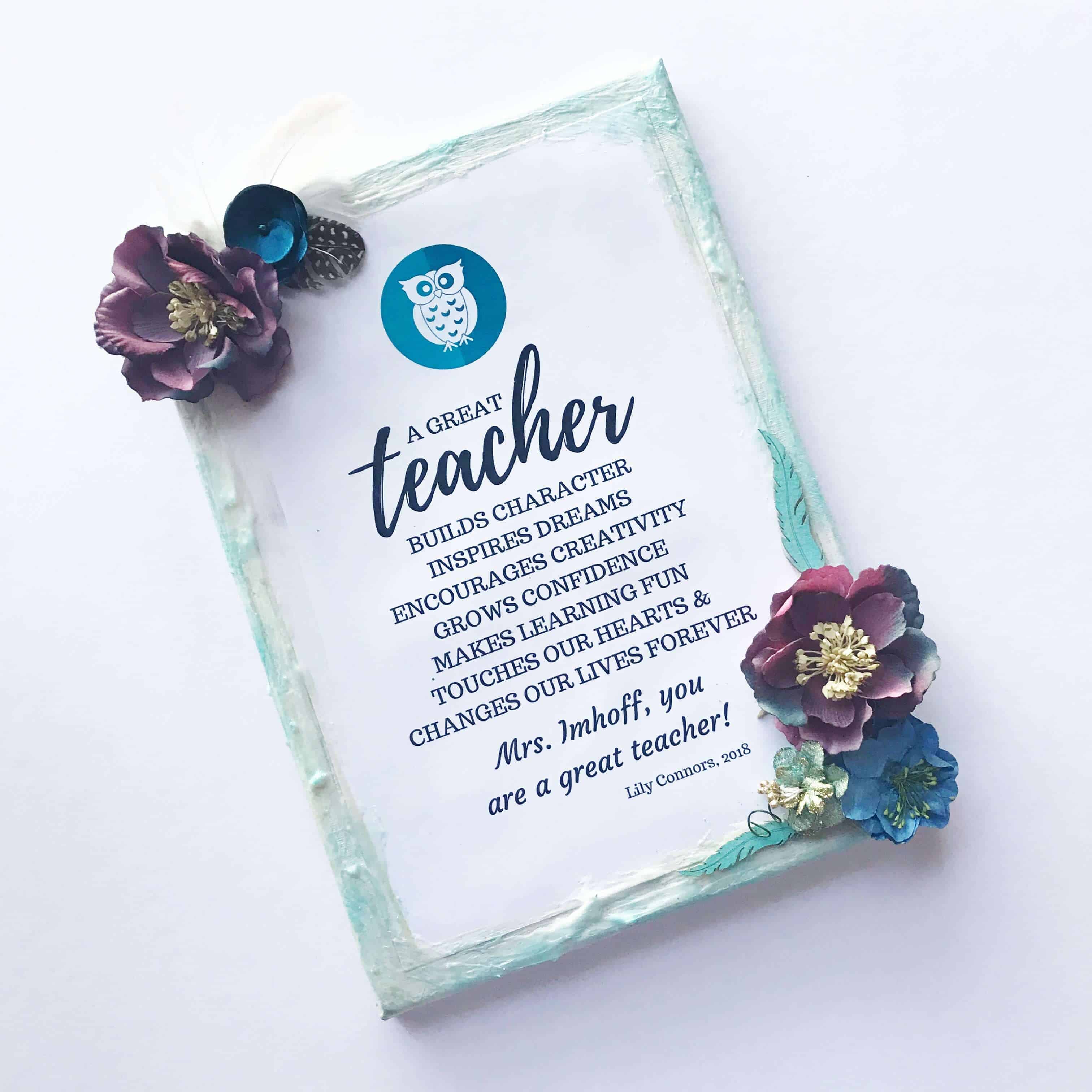 Diy teacher gift quote canvas