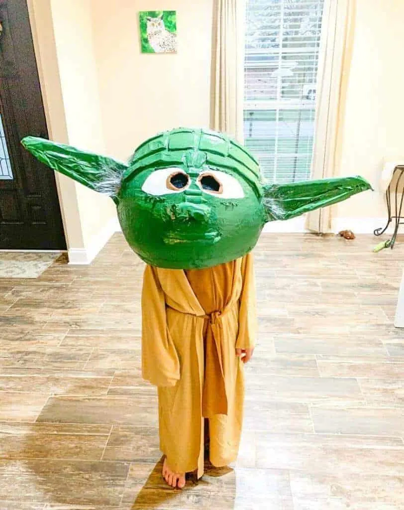 Yoda costume paper mache diy