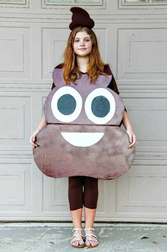 Diy poop emoji costume from cardboard