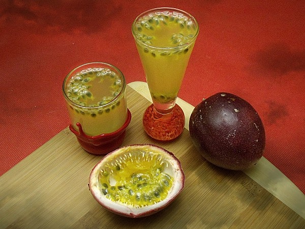 Frog egg juice with passionfruit seeds