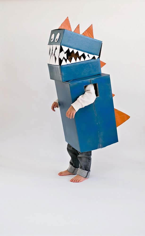 Diy dinosaur costume from a cardboard box