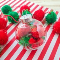 DIY pom pom Christmas bauble ornament