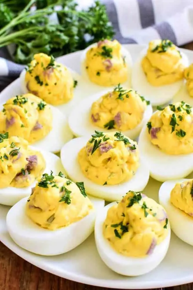 Ham and cheese deviled eggs