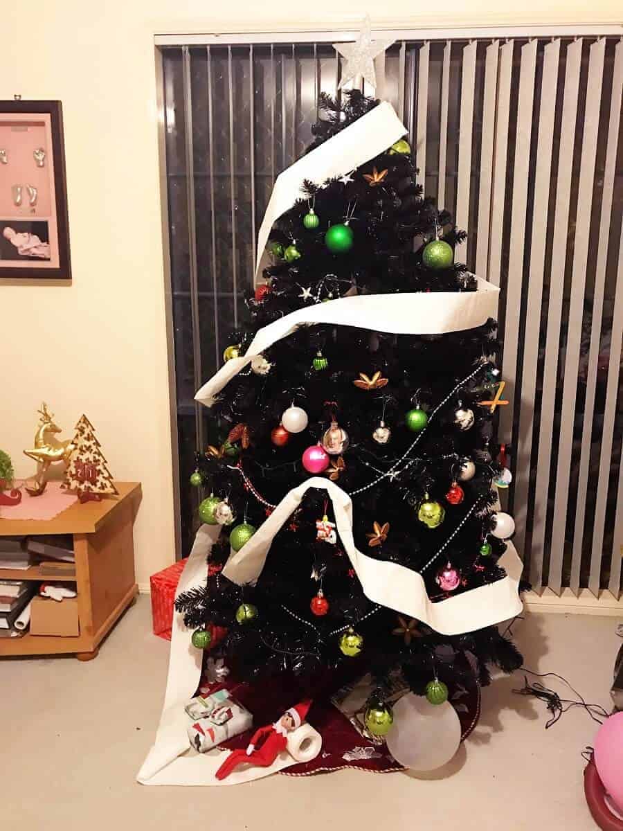 Creative & Easy Elf On The Shelf Ideas (50+ Ideas) 33 Toilet paper tree