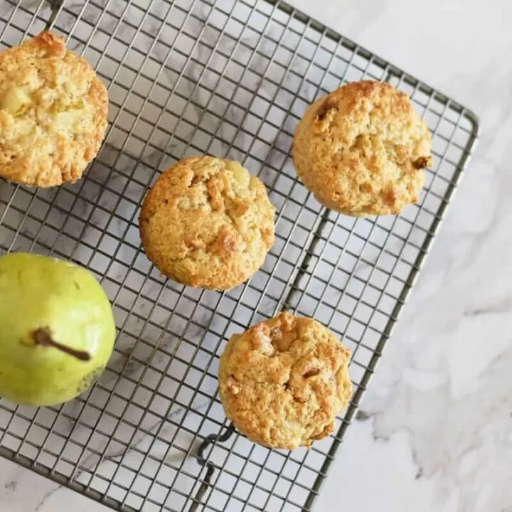 Simple walnut and pear muffins