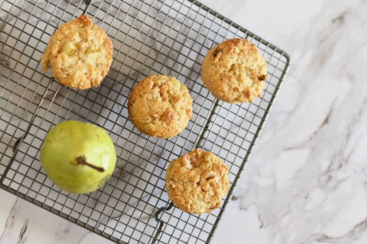Simple walnut and pear muffins