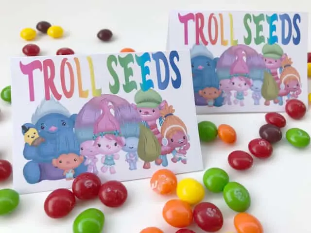 Troll seeds party favour bag tags