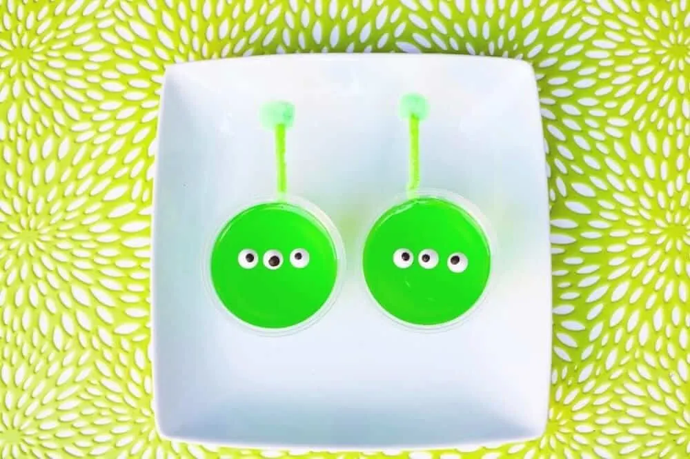 Green alien jelly cups