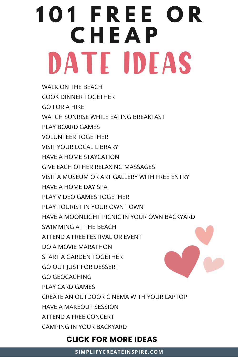 101 free or cheap date ideas list.