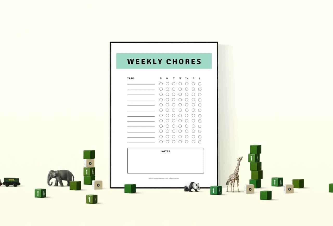 Free printable chore chart and printable chores list by age