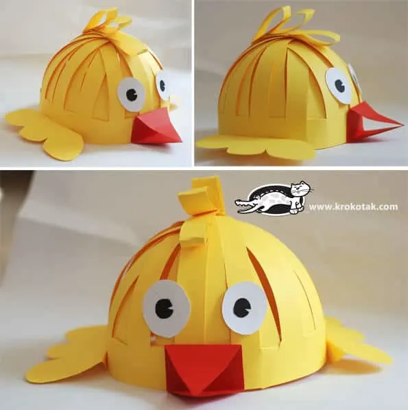 Chicken easter bonnet from paper
