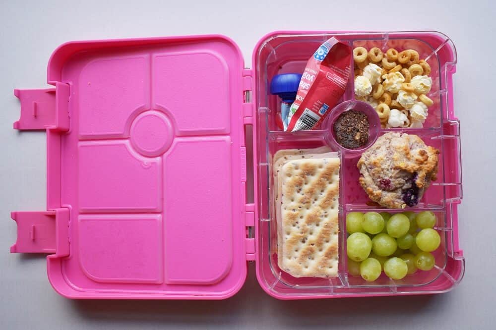 Bento box with fruit and snacks for kids