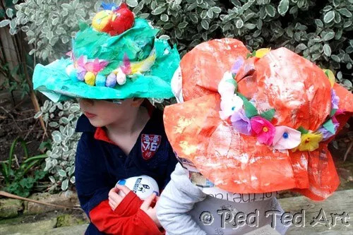 Paper mache easter bonnets for kids