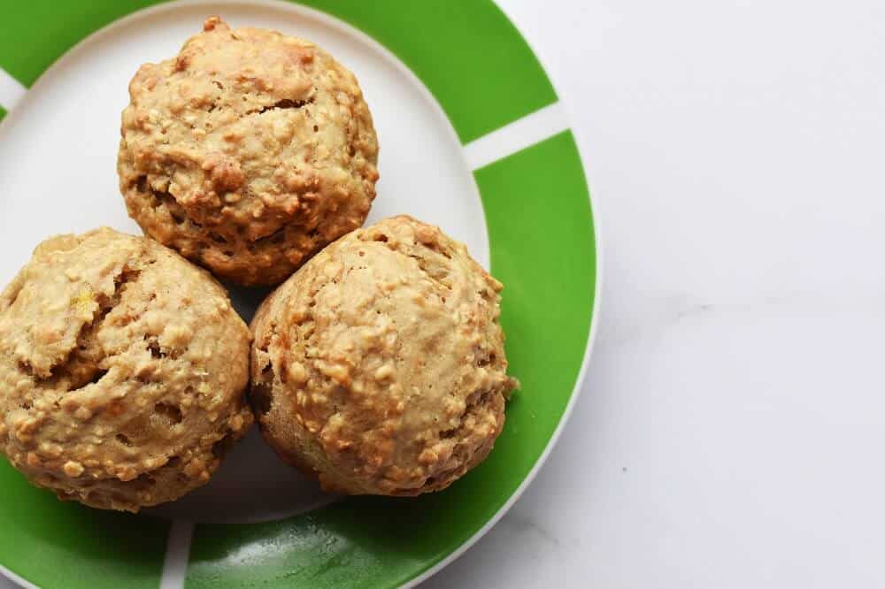 Banana oat apple muffin up close