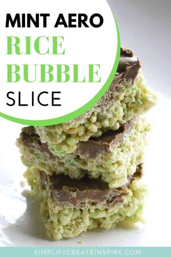 Mint aero rice bubble slice no bake