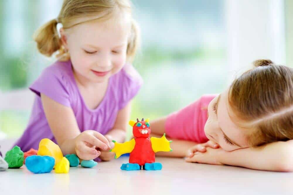 Kids playing with homemade playdough