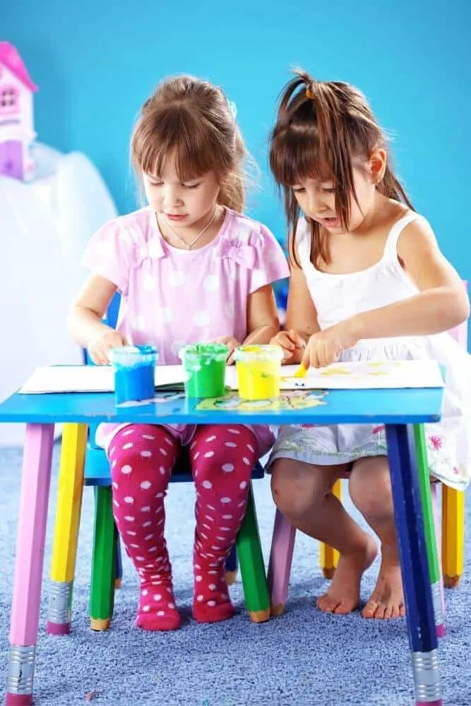 Kids painting with homemade paint