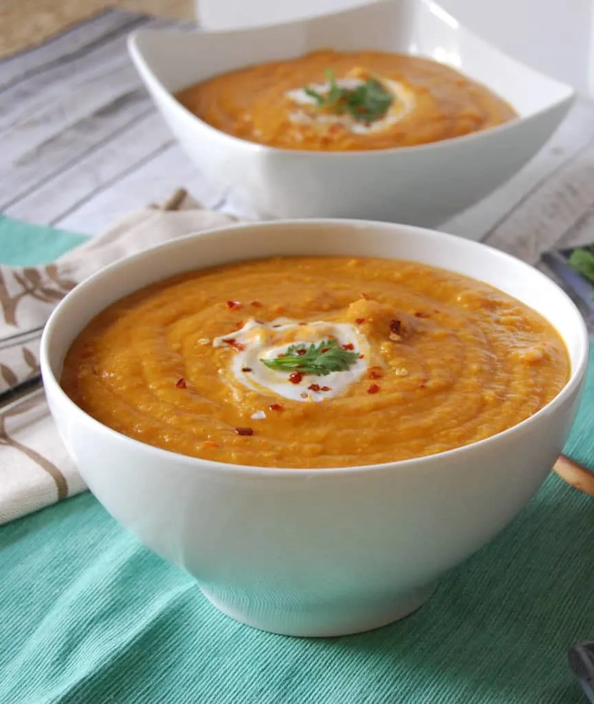 Moroccan carrot red lentil soup