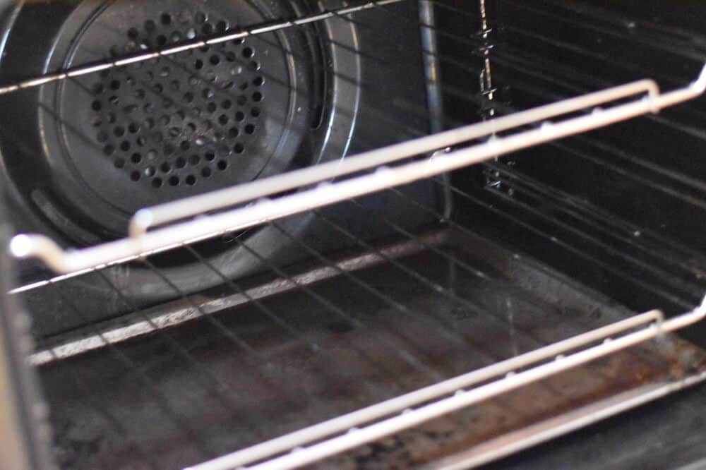 Inside of dirty oven