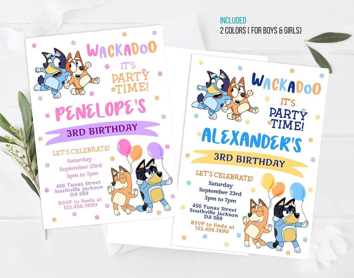 Bluey birthday invitation