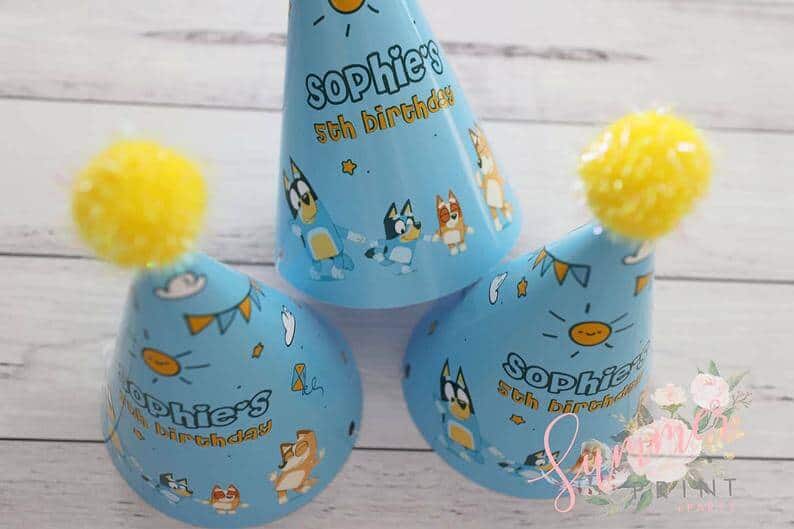 Bluey birthday party hats
