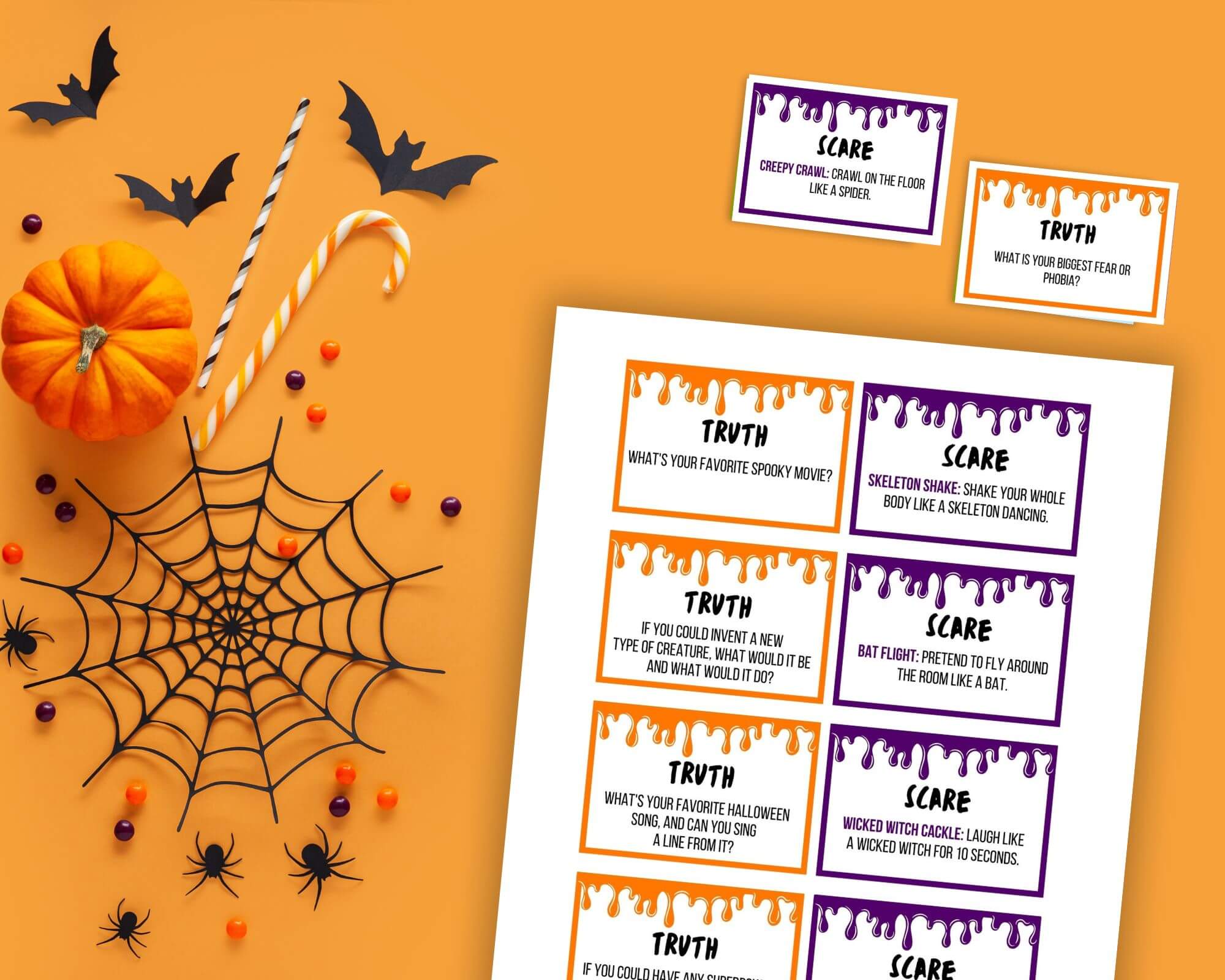 Halloween printable truth or scare game.