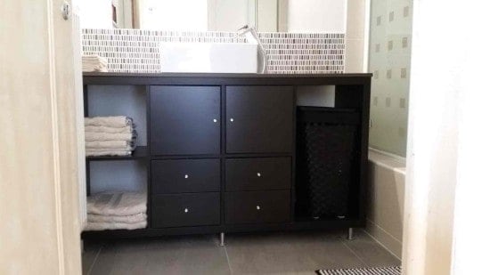42 Ikea Kallax Ideas & Hacks For Every Room 32 kallax vanity hack