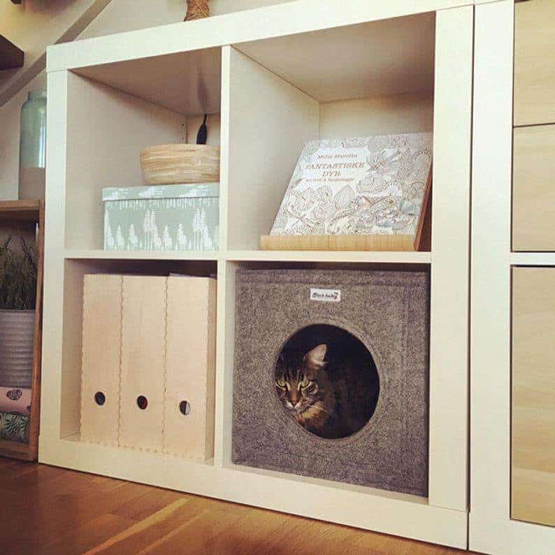 42 Ikea Kallax Ideas & Hacks For Every Room 9 Cat box for kallax