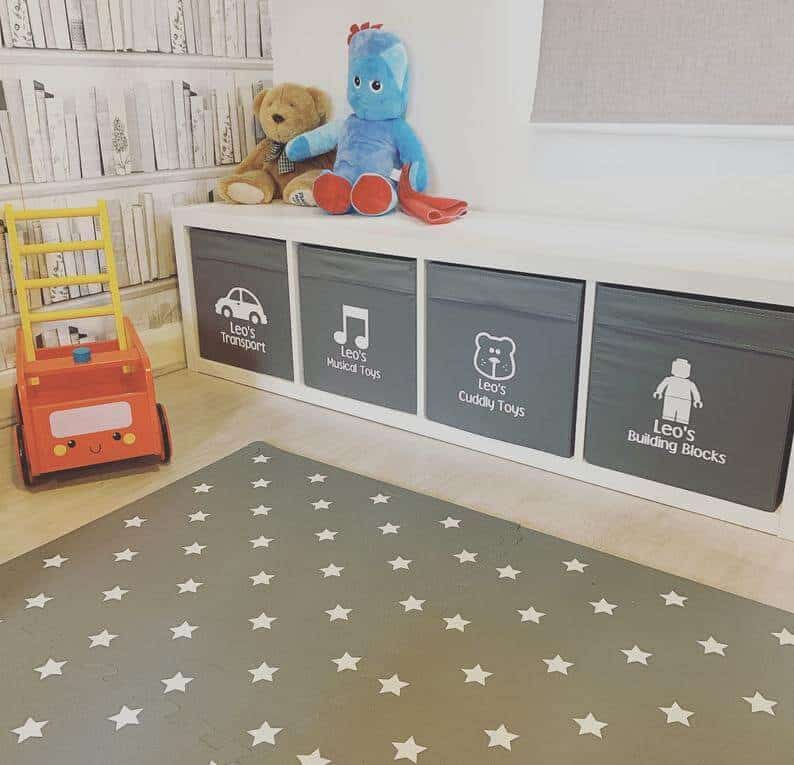 42 Ikea Kallax Ideas & Hacks For Every Room 13 vinyl decals for kallax fabric tubs