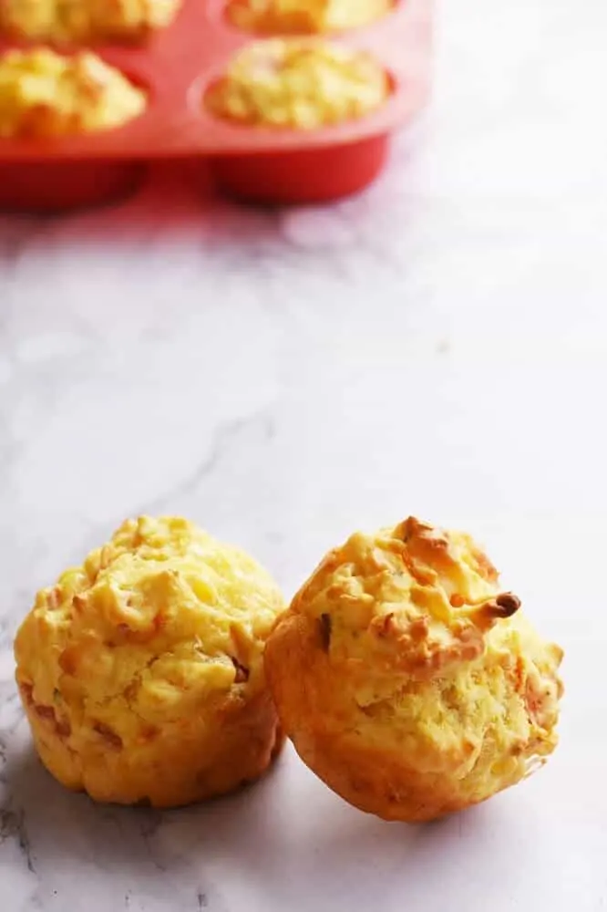 Carrot ham and cheese muffins
