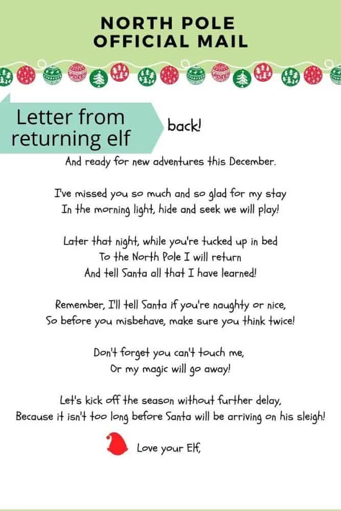 Free printable elf on the shelf letter
