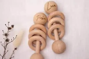 Personalised baby rattle with name